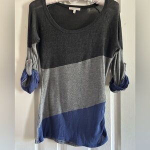 Just Ginger Black and Blue Colorblock Blouse